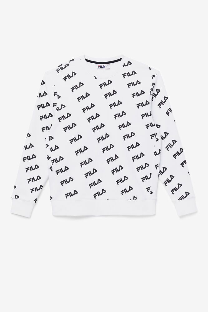 Fila Sweatshirt Diagonal Logo Crew Mens White - India MHY-134708